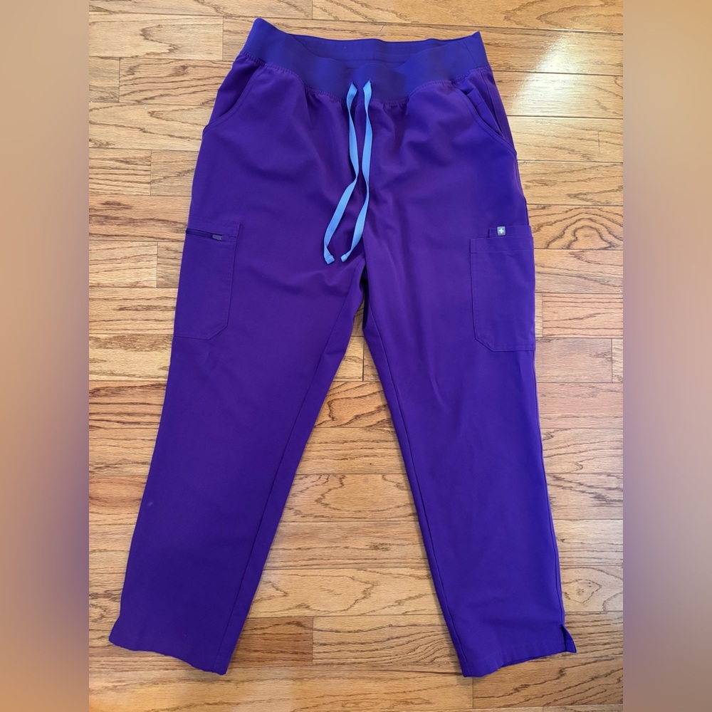 Figs Digital Grape High Waisted Yola Skinny Scrub Pant